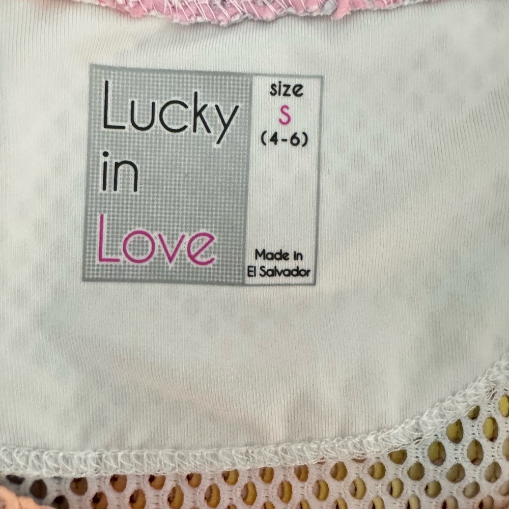 Lucky In Love Techno Ombre Mesh Sweatshirt Small Rainbow Cinch Sides Long Sleeve - Picture 8 of 9